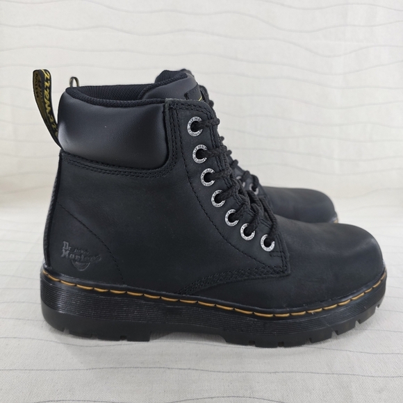 Dr Martens Mens Industrial Black Leather Soft Toe Work Boots ASTM F2892-11 Sz 8